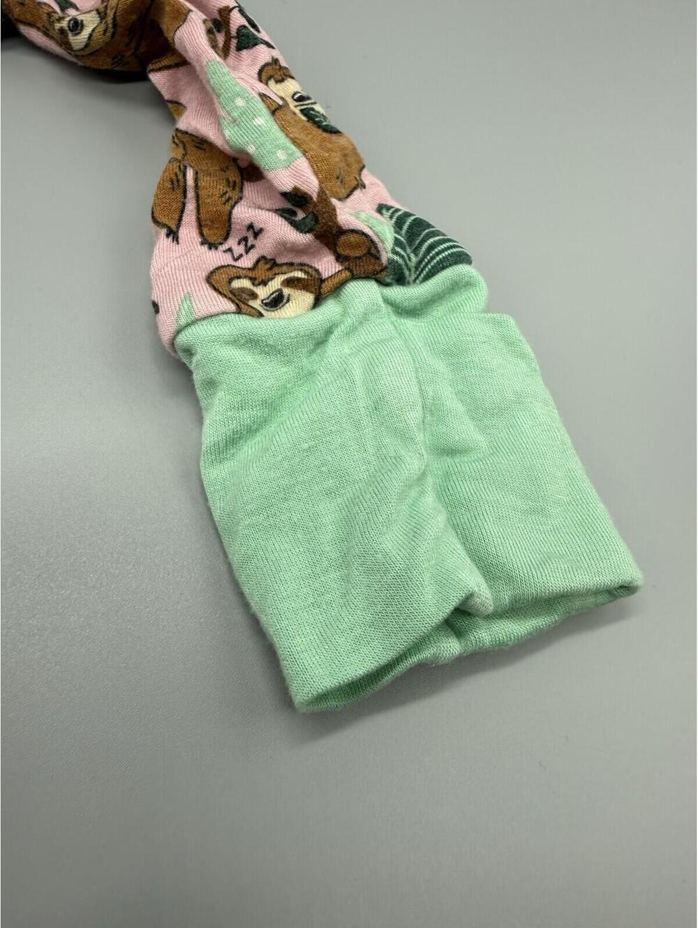 Little Sleepies Pink Green Sloth Animal Print 3-6 Months Zip One-Piece - Picture 8 of 9